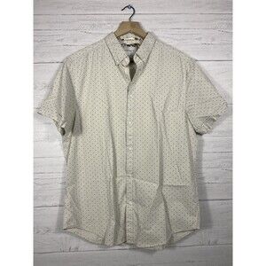 Denim & Flower Shirt Mens Large White Blue Pattern Ricky Singh Short Sleeve EUC